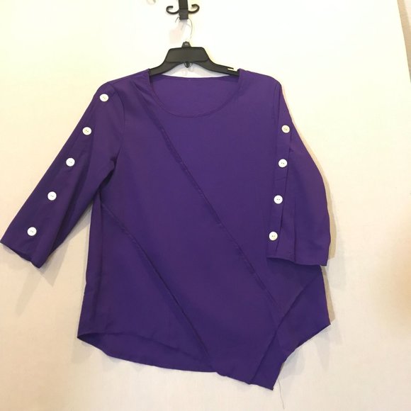 Women's Purple Blouse Top Shirt w/ Mother of Pearl buttons Size l/XL - Picture 1 of 5